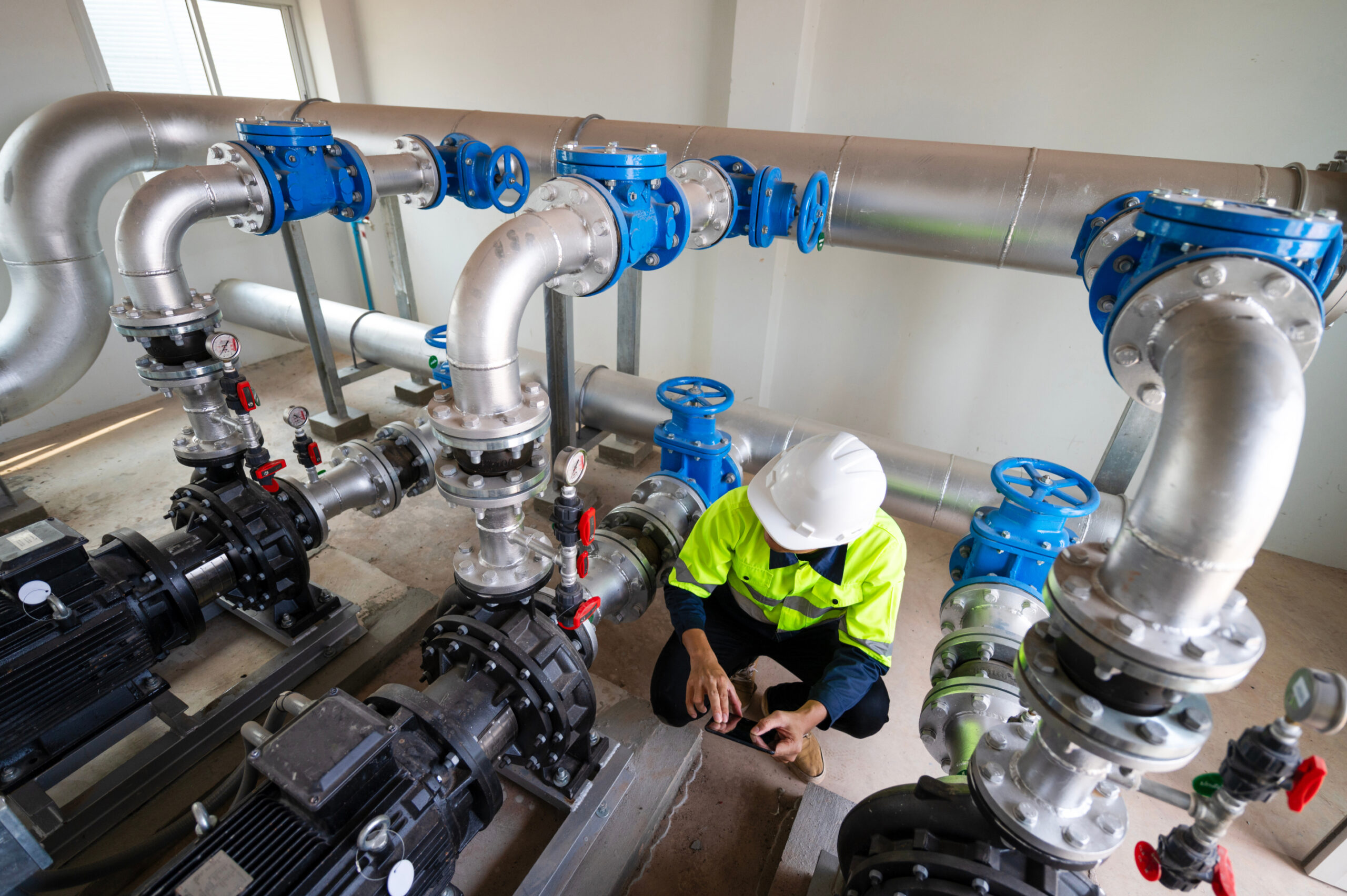 Man working on valves